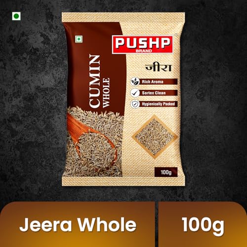 Image of Pushp Whole Jeera | 100g Pouch | Premium Cumin Seeds | Aromatic & Flavorful | Ideal for Cooking, Tadka, Seasoning (Pack of 1)