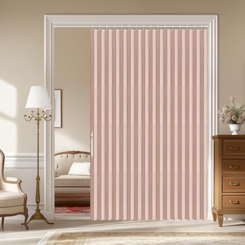 Image of AJAZZ Blackout Accordion Doors Interior Accordion Doors for Closet Magnetic Door Curtain for Bedroom Room Living Room Doorway（Pink 72 inch W x 78 inch L 1 Panel