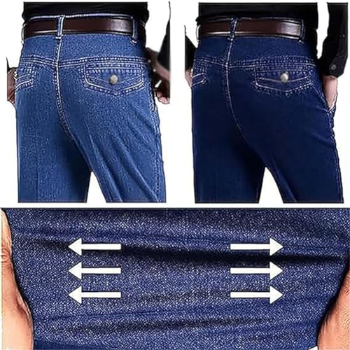 Boldmance Jeans, Mens Jeans Stretch, Men's High Waist Straight Fit Stretch Jeans,with Zipper and Buttons3