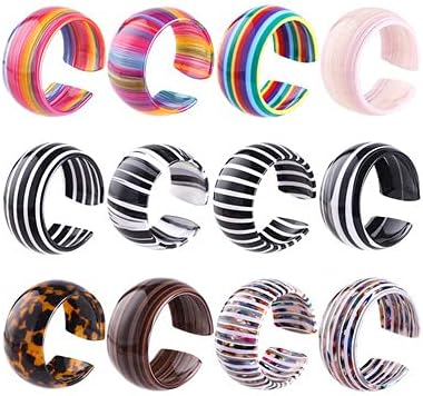 Acrylic Resin Rainbow Open Cuff Bangle Colorful Tortoiseshell Acetate Mottled Leopard Print Statement Bracelet Vintage Wide C Shaped Plastic Wristbands Bracelet for Women Jewelry - Image 2