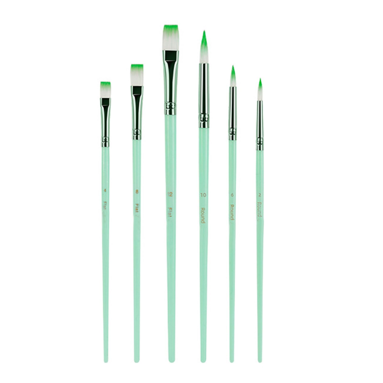RBRMHM 6 Pcs Macaron Colored Paint Brushes Set Watercolor Acrylic Paint Brushes Drawing and Art Supplies for Artwork