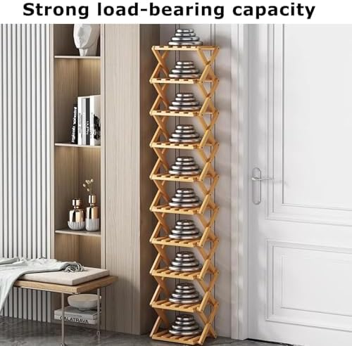 Bamboo Shoe Rack Foldable Design for Entryway Easy Assembly（Brown,4 Tier） image 5