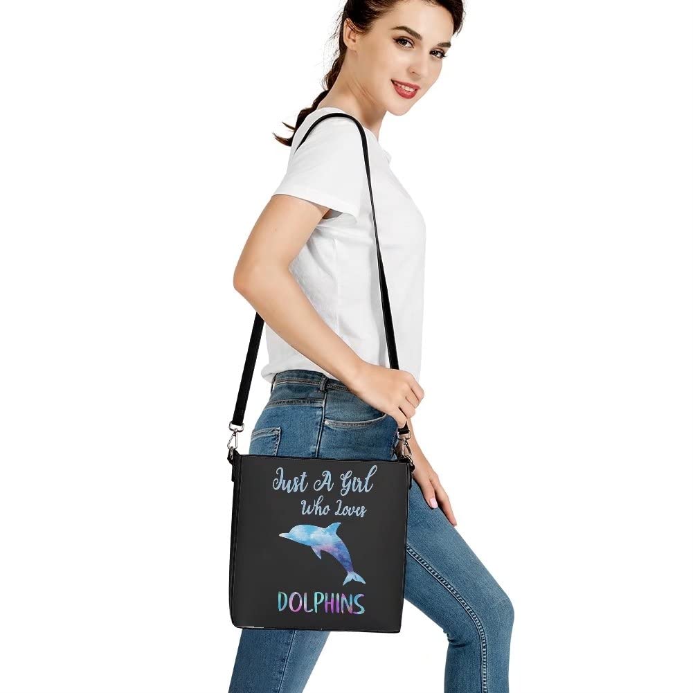 chaqlin Torby crossbody torba wiaderkowa damska damska torebka na ramię skóra PU podróżne zakupy praca torby kurierskie, Niebieski delfin, Rozmiar Uniwersalny