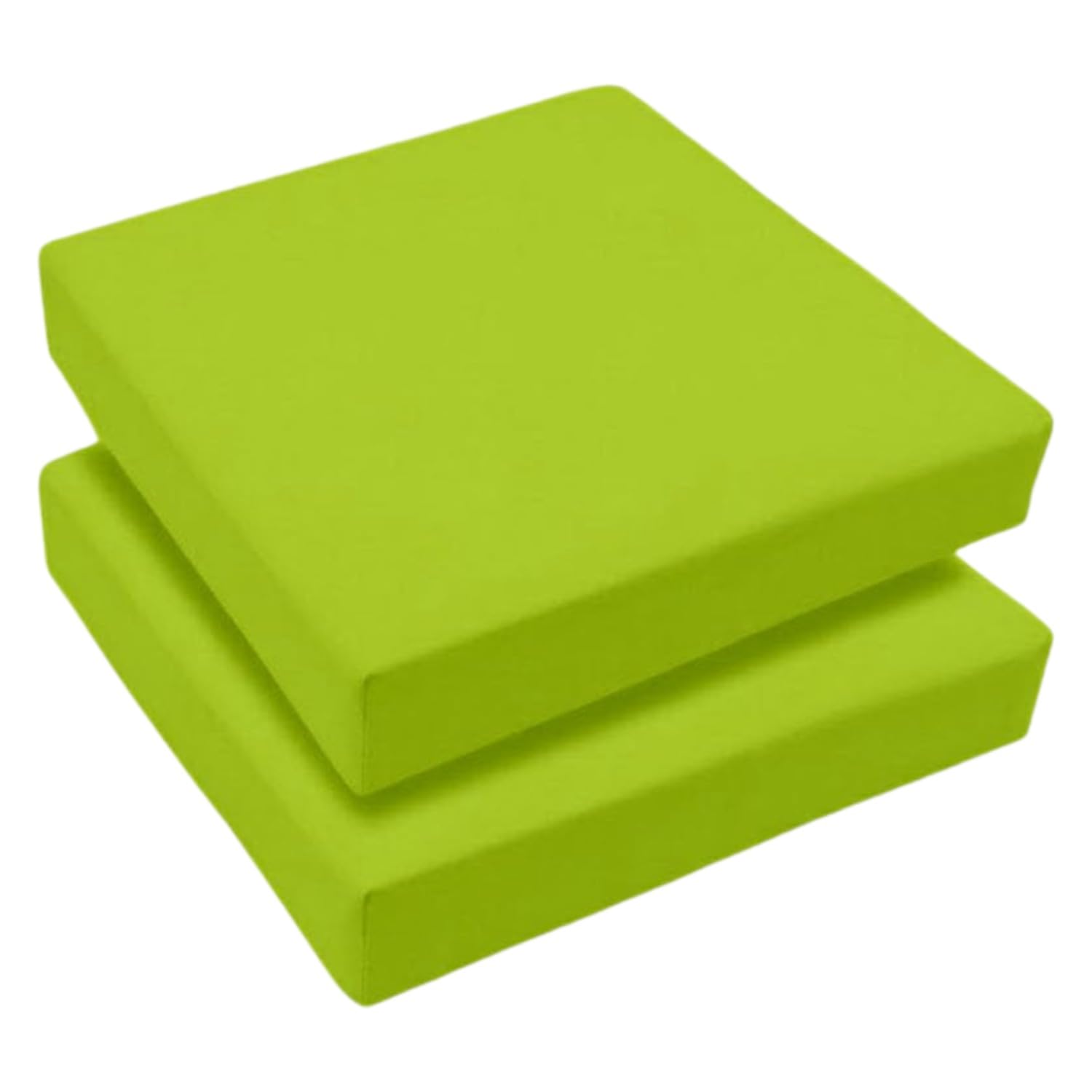 Set of 2 Outdoor Waterproof Chair Cushion Seat Pads Rattan Garden Furniture Seat Cushions For Patio, Garden, Office, Coffee Shop, Dining Room Removable Fabric Zipper Cover (Lime, 50X50X7cm)