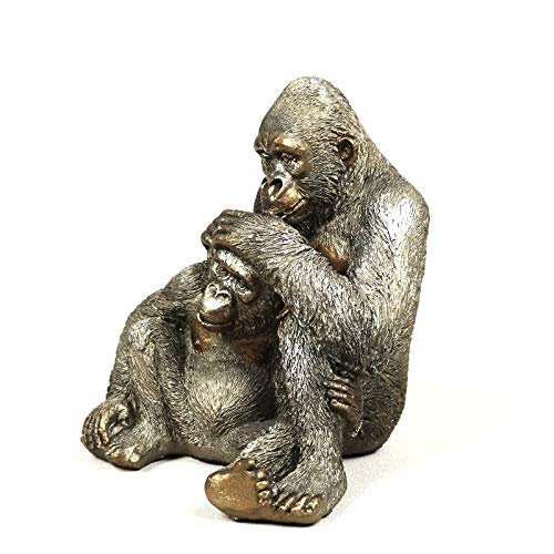 Lrenkey Statues For Home Decor,Handmade Silverback Gorilla Statue, Resin Father And Son Ape Sculpture, Wild Animal Love Craft Decoration Ornament Gift For Mother,Style B #TOP1