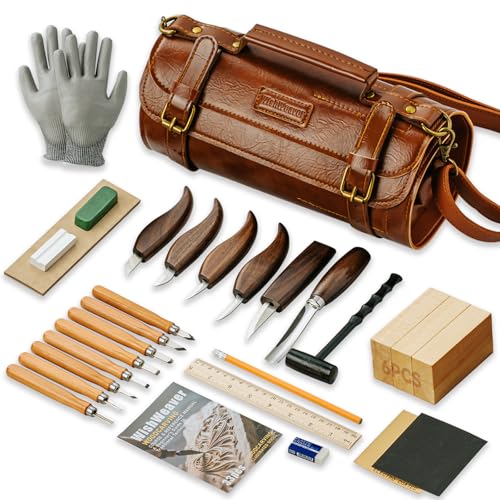 Wood Carving Kit with Tools and Storage Bag