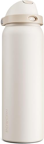 Miniatura 39 de POWCAN - Botella de agua aislada, 24 oz, tapa 2 en 1, boquilla de botón, popote abatible, a prueba de fugas, acero inoxidable, para portavasos