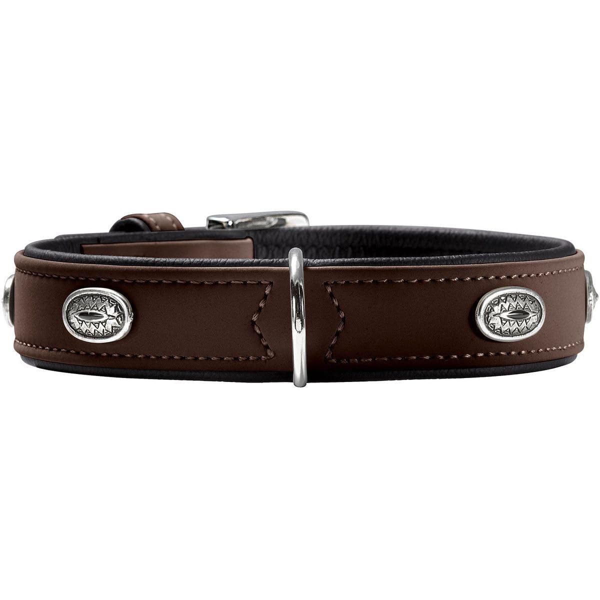 HUNTER Softie Stone Art-Nubuk Nickel Collar, 45/32 x 39 cm, X-Small, Brown/Nappa Black