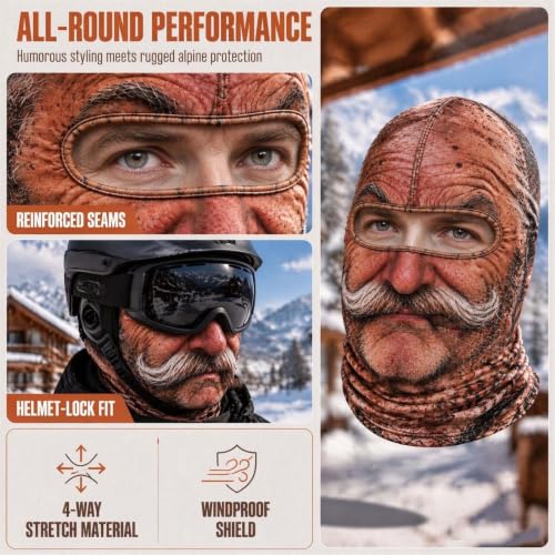 Funny Old Man Ski Mask Balaclava, Realistic Full Face Cover for Men Women - image 5