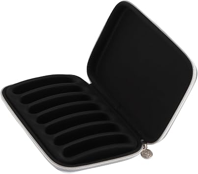 Harmonica Storage Case, PU Leather Harmonica Storage Case, Black Portable Carrying Bag with 7 Slots, Zippered Design for Musicians