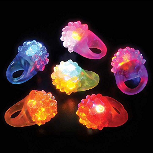 Flashing Panda Pack of 24 Jelly Berry LED Light-UP Flashing Rings, Multi-Color