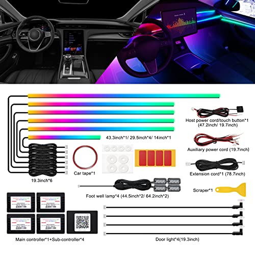 image for MAODANER Dreamcolor Acrylic Interior Car LED Strip Light with Wireless