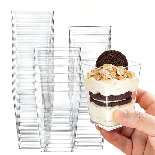 Wubushan 50 Verrine Plastique Aperitif, 160ml/5oz Verrines Plastiques Dessert Réutilisables,...