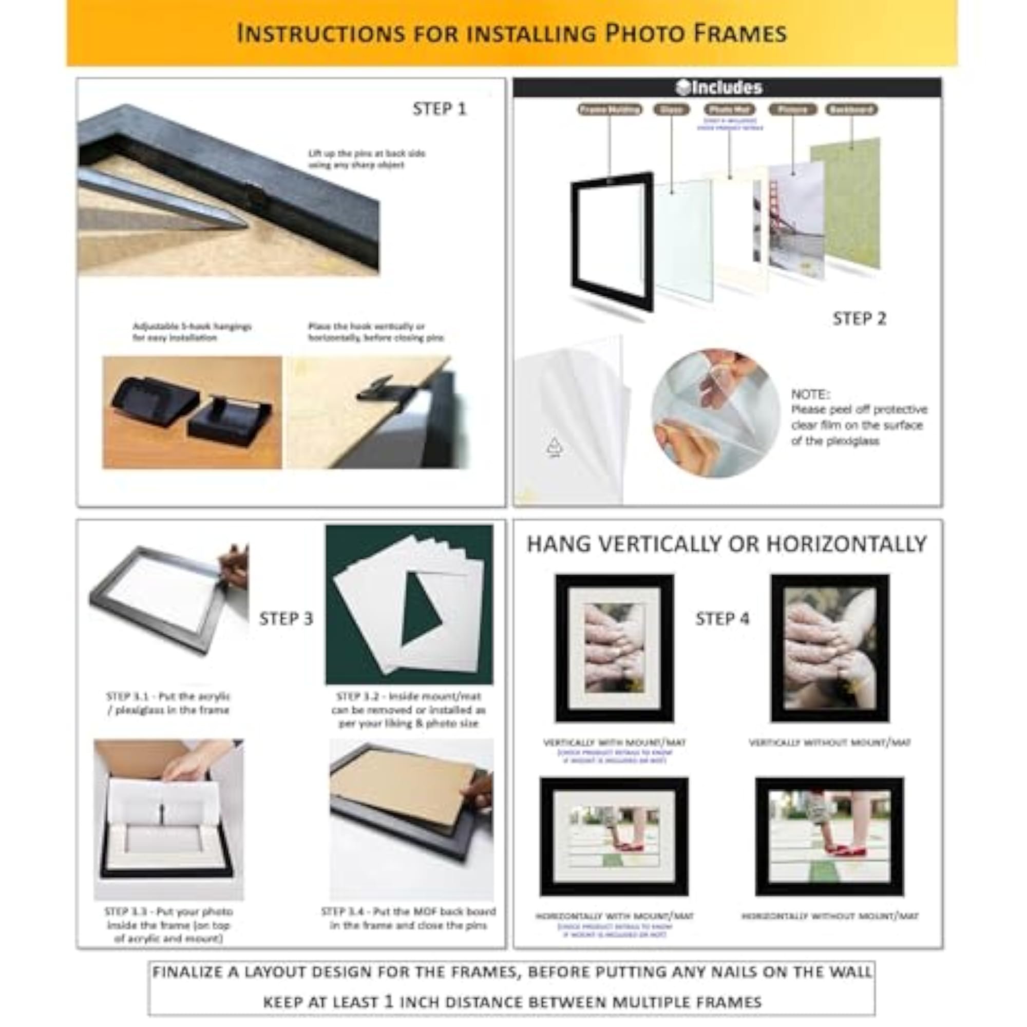 Extra Large Dark Brown Wall Photo Frame D569