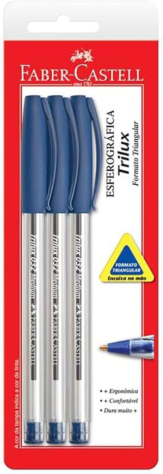 Esferográfica Trilux 032 Médium, Faber-Castell, SM/032AZ, Azul