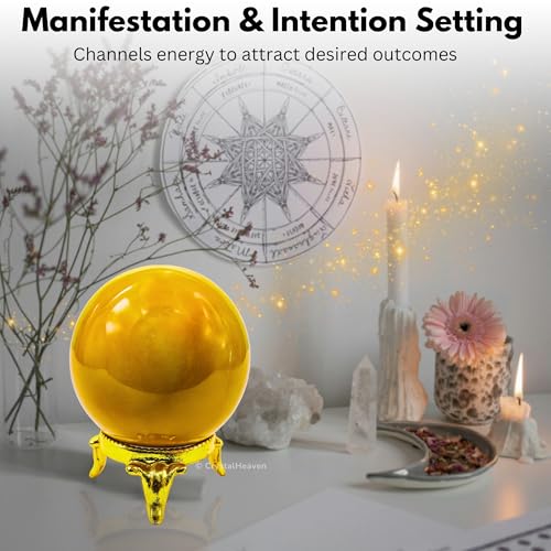 Image of Certified Yellow Jasper Crystal Ball for Meditation - Premium Crystal Vastu Items for Home and Feng Shui Items for Good Luck - Ideal for Pooja Supplies and Spiritual Practices (1.5 inch Inch)