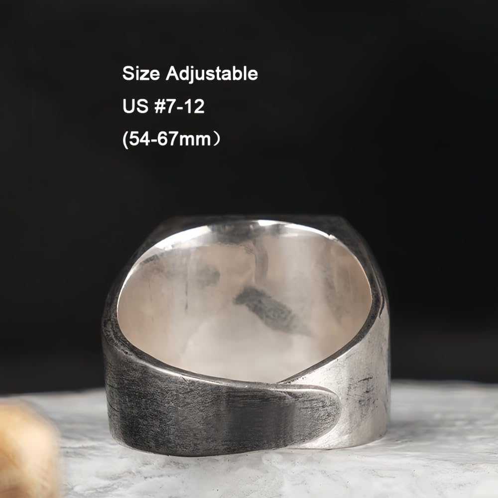 Zweifarbiger Wikinger-Valknus-Ring aus 925er-Sterlingsilber, DREI ineinandergreifende Dreiecke, Siegelring, Schmuck für Männer, offen, verstellbar