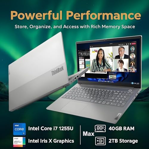 Image of Lenovo ThinkBook Business 15.6'' FHD Laptop, Powerful Intel Core i7(10-Core, Up to 4.7 GHz), 16GB RAM, 1TB SSD, Windows 11 Pro, Ethernet Port RJ-45, SD Card Reader, Fingerprint Reader, WOWPC USB