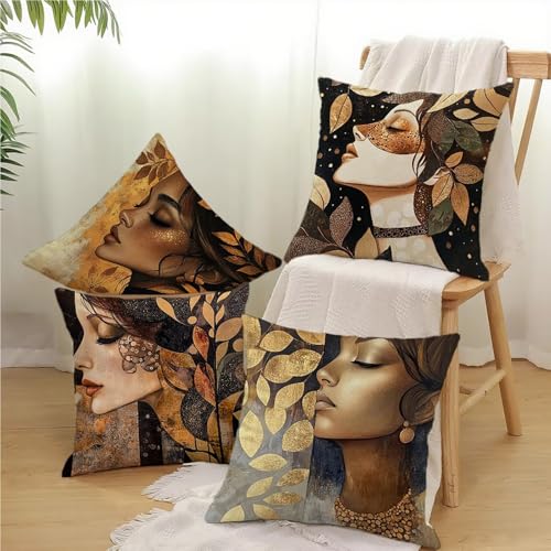 Housse de coussin imperméable 50x50 en velours pour canapé et extérieur