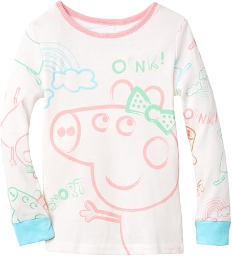 Vista 2 de Peppa Pig Conjunto de 4 piezas de algodón de manga larga y pantalones de pijama para niñas pequeñas