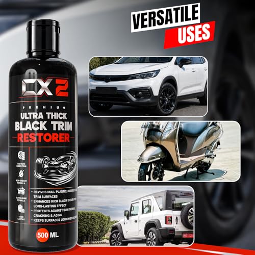 Image of CX2 Black Plastic Reborn | 500ml Plastic & Rubber Restorer | Revives Faded Exterior Trim & Bumpers | Long-Lasting UV Protection | Wash Resistant for Car,Bike,Scooty