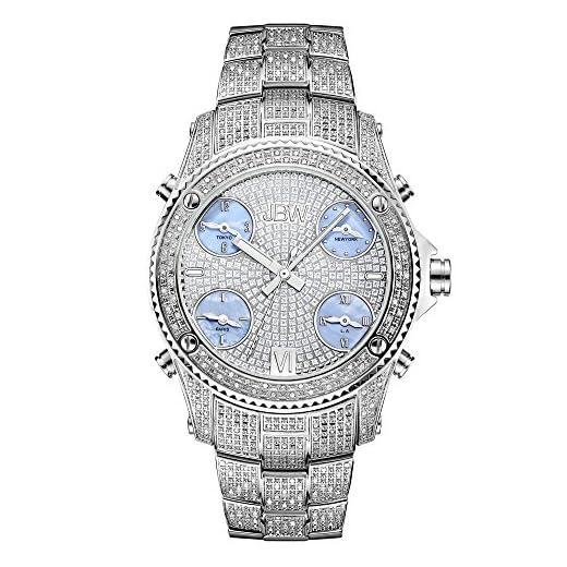 JBW Men's Luxury Jet Setter JB-6213 1.00 ctw Diamond Wrist Watch with Stainless Steel Link Bracelet