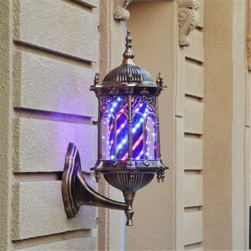 HGOuhK Poste de barbero Luces de Poste for barbería, Luces de señal de Giro LED iluminadas giratorias, Luces de señal de Giro con Rayas Blancas, Azules y Rojas