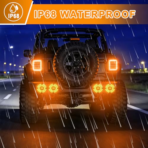 Image of 7 inch Round Transit Trailer Tail Lights Amber 36 LED 7 Inch Bus Turn Signal Parking Lights Waterproof for Truck Trailer Taillight RV UTV with Gasket 10-30V, 2Pcs