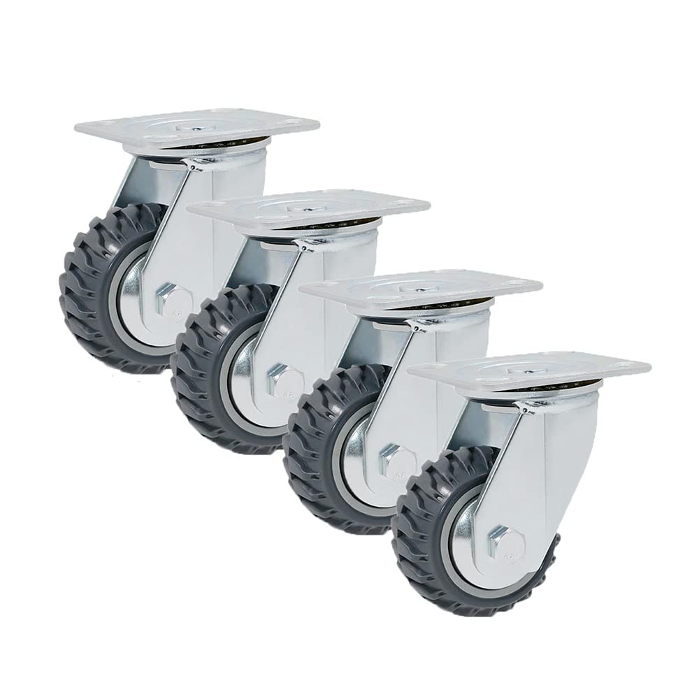 Roulettes pivotantes de 10 cm lot de 4 roues industrielles en polyuréthane avec freins pour meuble