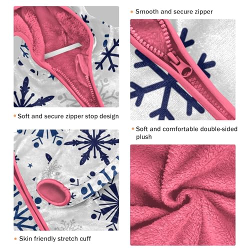 OTVEE Christmas Blue Snowflakes Kids Hoodie Jacket Fall Spring Full Zip Warm Outwear Coat3