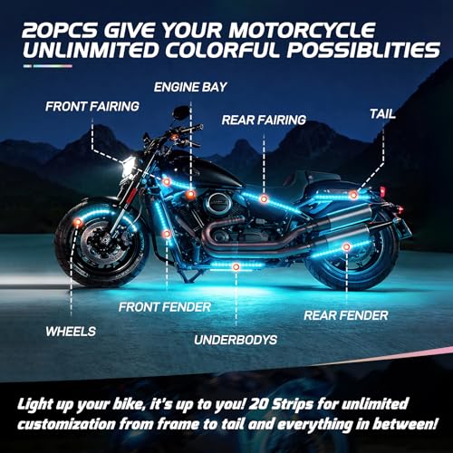 Image of Nilight 20PCS Motorcycle RGB LED Light Kits with APP & Remote Control