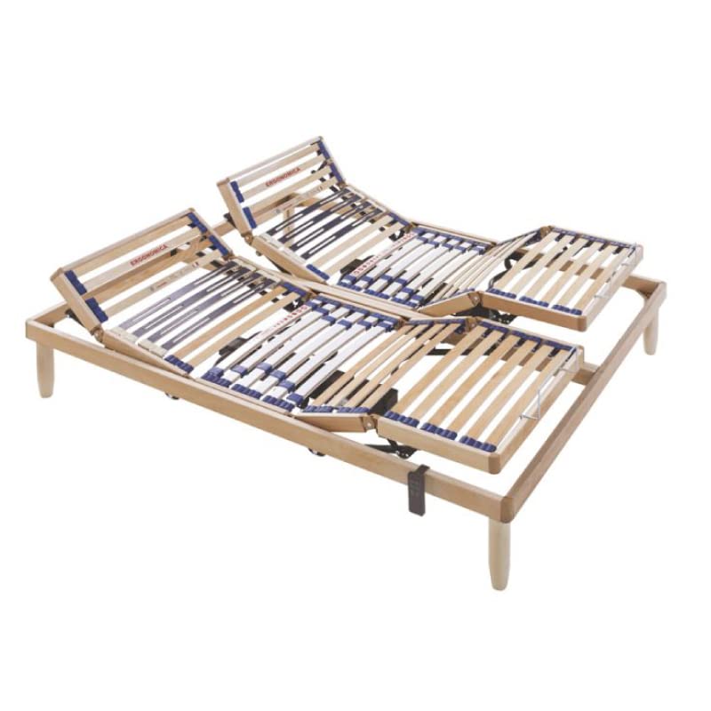 Baldiflex - Sommier électrique simple 100 x 190 cm Orthopédique, STAR électrique, cadre et lattes en bois naturel de hêtre