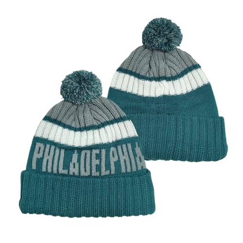 Ofxxu Football Team City Beanie 2024 Fashion Knit Sideline Pom-Pom Hat Soft Headwear Color Cuffed Knit Warm Hat Winter Hat Sport Fans Gift