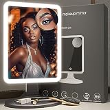 ROLOVE Makeup Mirror with Lights, 13"x10" Lighted Makeup Vanity Mirror, Portable Tabletop Cosmetic M