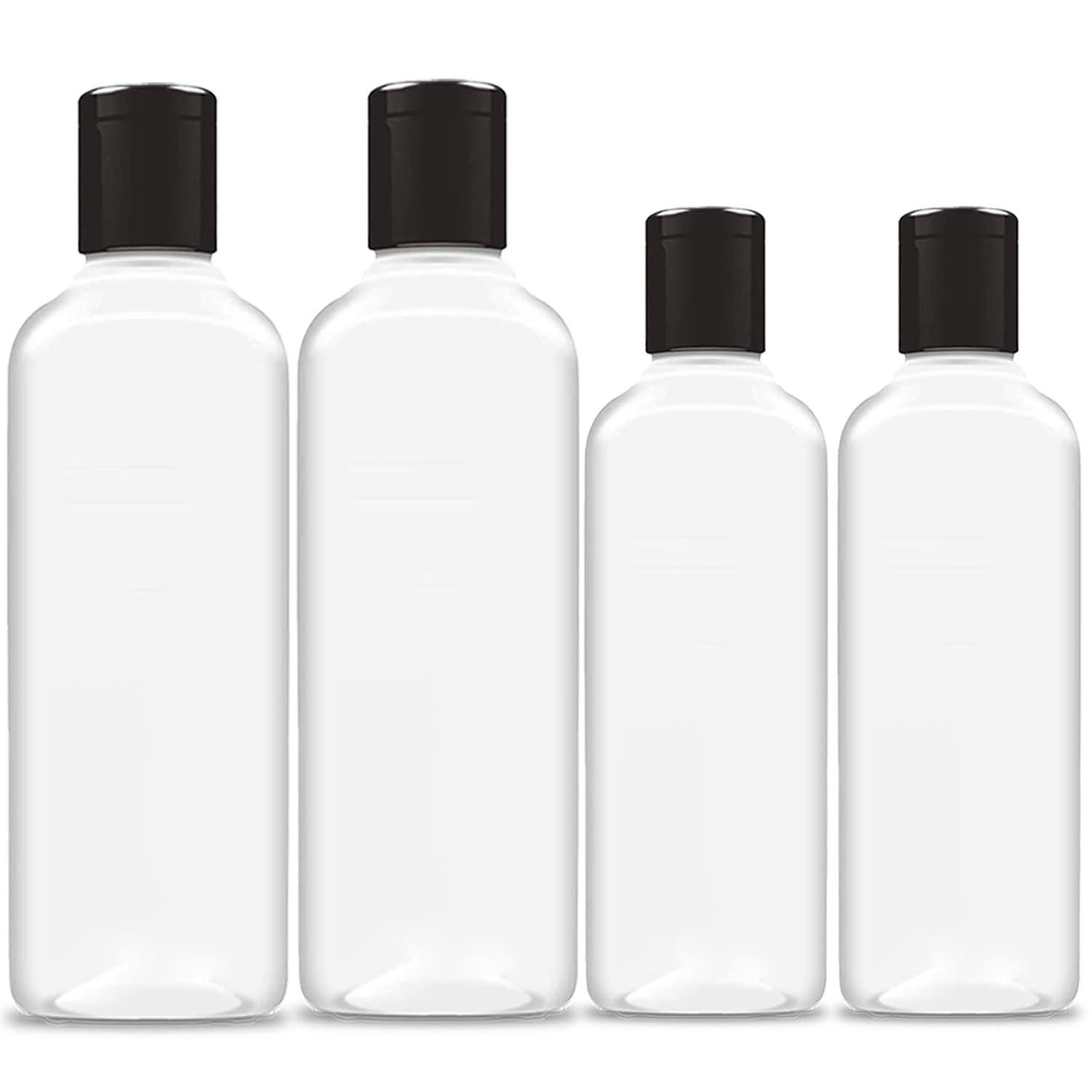 HUNCHA 200ml + 100ml Squeeze Bottles with Flip Top Cap, Empty BPA-Free Refillable Container For Shampoo, Lotions, Liquid Soap, Creams, Liquid Cosmetic Travel Size Transparent Bottle, Set of 4-image-32