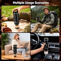 Tragbare Kaffeemaschine, 3 in 1 Akku Kaffeemaschine mit Elektrische Selbsterhitzung über USB - C, Kompatibel mit Kapsel & Gemahlener Kaffee, Mini Espressomaschine für Camping, Auto, Reise (schwarz) – Ansicht 2