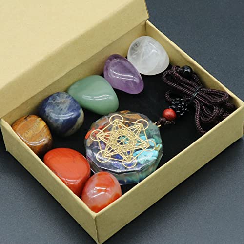 Collection de pierres précieuses de chakra en cristal d'aura poli pour collier d'exception - 8