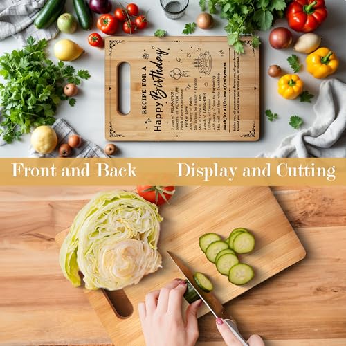 Tablas de cortar de bambú para cumpleaños, regalos para mujeres y hombres, tablero de corte rectangular con mango, apto para cocina y decoración miniatura 3