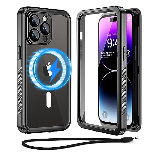 Unitedtime Magnetic for iPhone 14 Pro Case Waterproof with Built-in Screen Protector,Compatible with MagSafe Shockproof Dustproof Heavy Duty Full Body Protective Front and Back Cover 6.1 Inch by UN UNITEDTIME - Used condition - US$17.44