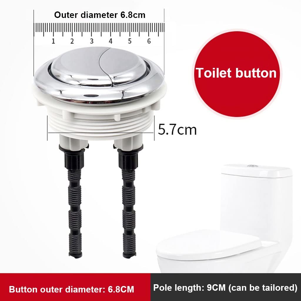 Mecanismo de descarga de inodoro de doble botón, Botones pulsadores for tanque de agua inodoro doble descarga, 1 unidad, longitud varilla 9cm, fácil instalación(6.8cm)