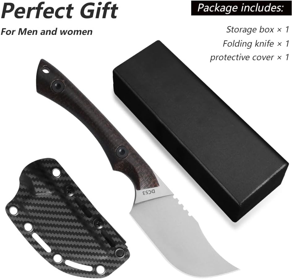 DC53 blade knife G10 handle, EDC tool hiking camping tactical fixed knife (Type B)