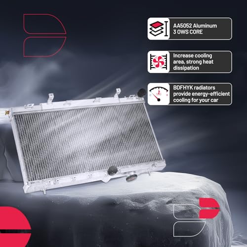 Image of BDFHYK 2ROW-40mm 45111FE091 Aluminum Radiator Compatible with for 2005-2006 Saab 9-2X H4 2.0L /H4 2.5L,2004-2006 Subaru Baja H4 2.5L,2003-2007 Subaru Impreza H4 2.0L /H4 2.5L