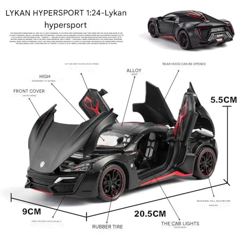 Image of FEXXA 🏎️ Exclusive Alloy Metal Pull Back Die-cast Car Model with Sound Light Mini Auto Toy for Kids Metal Model Toy Car with Sound and Light (1.24 Scale LAYKAN Hyper Sport - White)