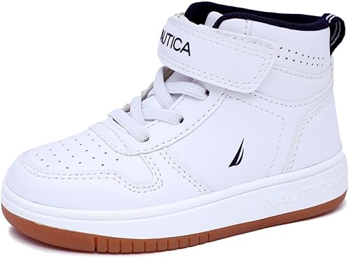 Nautica Kids High Top Sneaker Boots for Boys and Girls, Toddler and Little Kid Basketball-Style Athletic Shoes with Easy Strap and Cushioned Sole