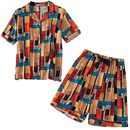 Mia Lucce Kurze Damen-Pyjama-Sets - Button-Down-Nachtwäsche-Set für Damen (M-2XL), Braune Kerze, M Cover