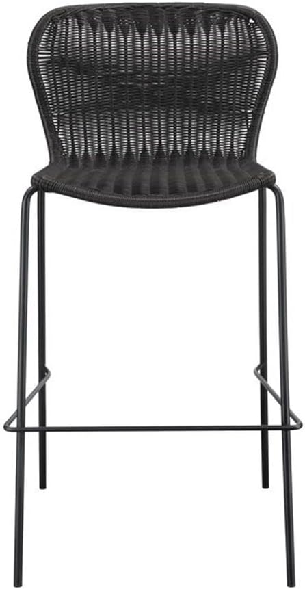 Coaster Faux Rattan Stools with Footrest (Set of 2) Brown and Sandy Black