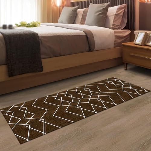 Tapis de passage moderne marron blanc en polyester résistant 120X160