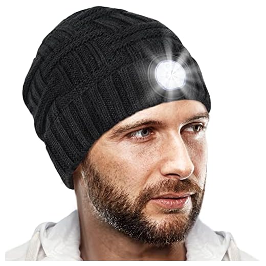 Cadeau Homme Gadget Insolite Utile - Idee Cadeau Homme Original Bonnet LED, Cadeau Homme Noel Rechargeable Usb LED Bonnet pour Cyclisme, Fonctionnement, Idée Cadeau Rigolo Papa Homme Femme Original