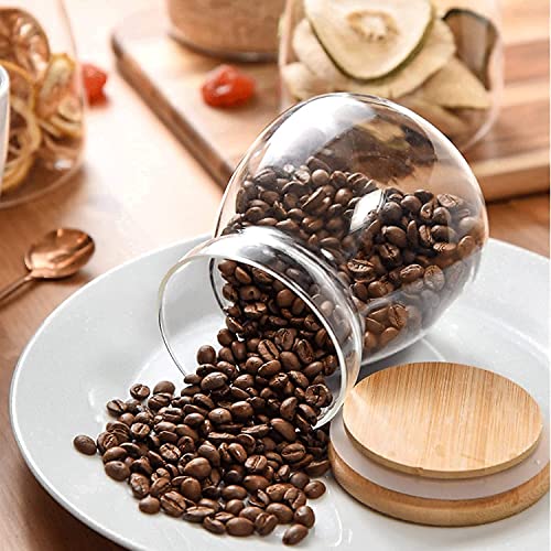 Image of MARTVIA Glass Food Storage Jars with Bamboo Lids 650ml Set of 6, Wide Mouth Lid Jar for Home Kitchen,Flour, Sugar, Coffee, Pasta, Oats, Grains, Cookies, Snacks (Barell 650 ML Jar, SET OF 6)