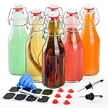 6 PCS 250ml Glass Bottles with Stoppers, Swing Top Beer Brewing Glass Bottles with Airtight Lid, Flip Top Bottle for Fermentation, Kombucha, Vanilla Extract, Wine, Oil, Vinegar and Beverages